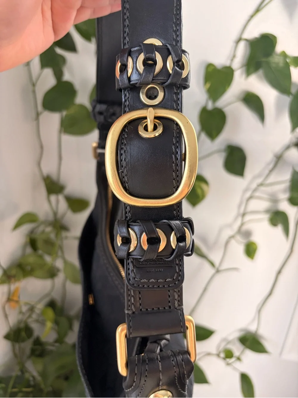 Coach Black Signature Jacquard Shoulder Bag with Gold-Tone Hardware